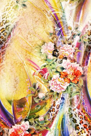 工笔画印花华亿平台图片