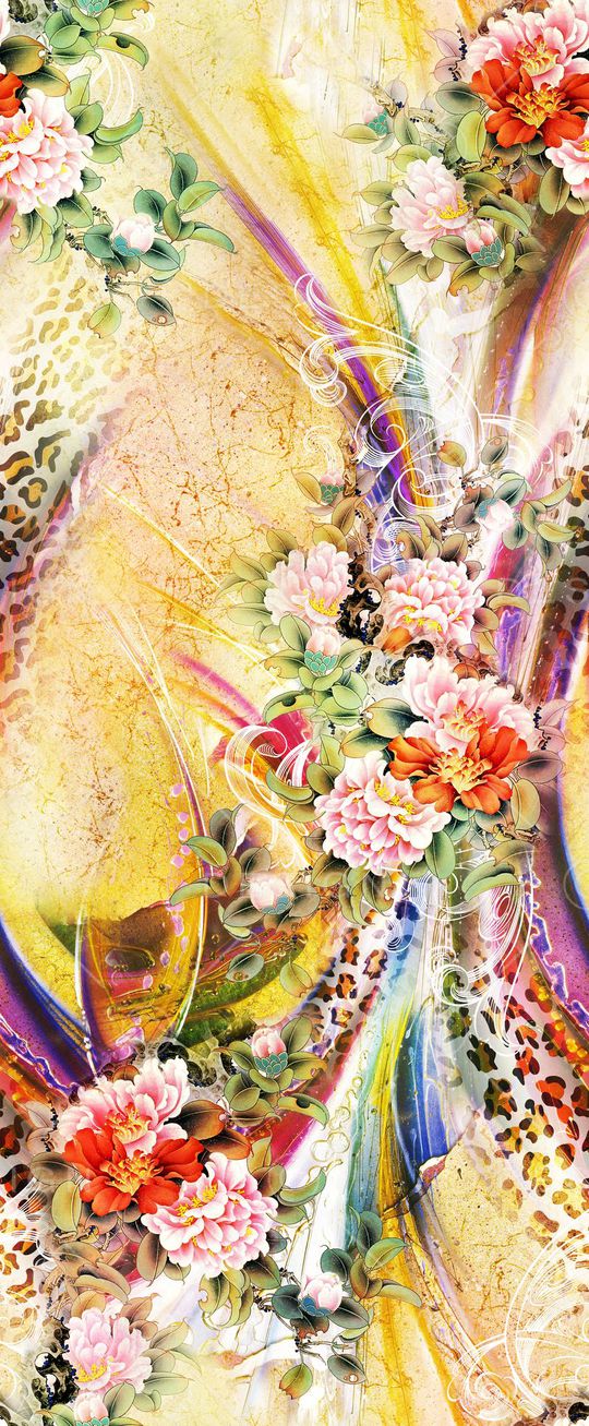 工笔画印花华亿平台图片