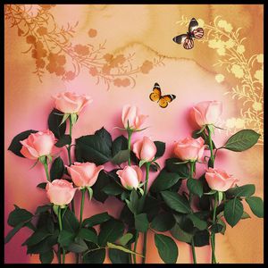 粉色玫瑰印花华亿平台图片