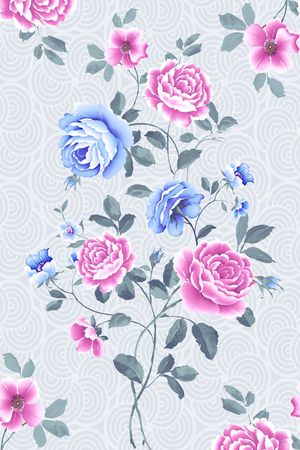 手绘花卉印花华亿平台图片