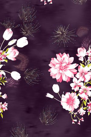 手绘花卉印花华亿平台图片