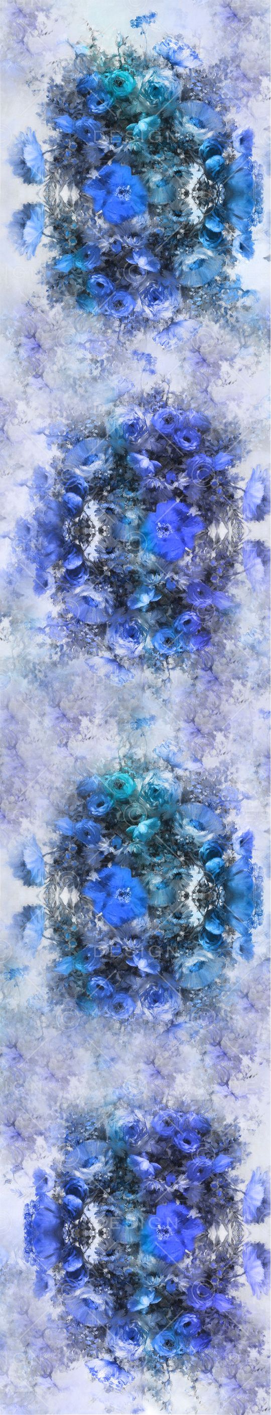 蓝色妖姬印花华亿平台图片