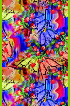 水彩花卉印花华亿平台图片