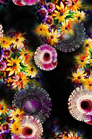 水彩手绘花卉印花华亿平台图片