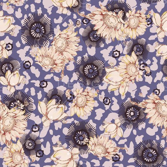 手绘花卉印花华亿平台图片