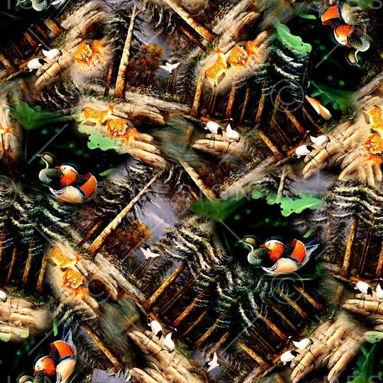 风景景观印花华亿平台图片