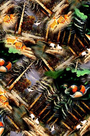 风景景观印花华亿平台图片