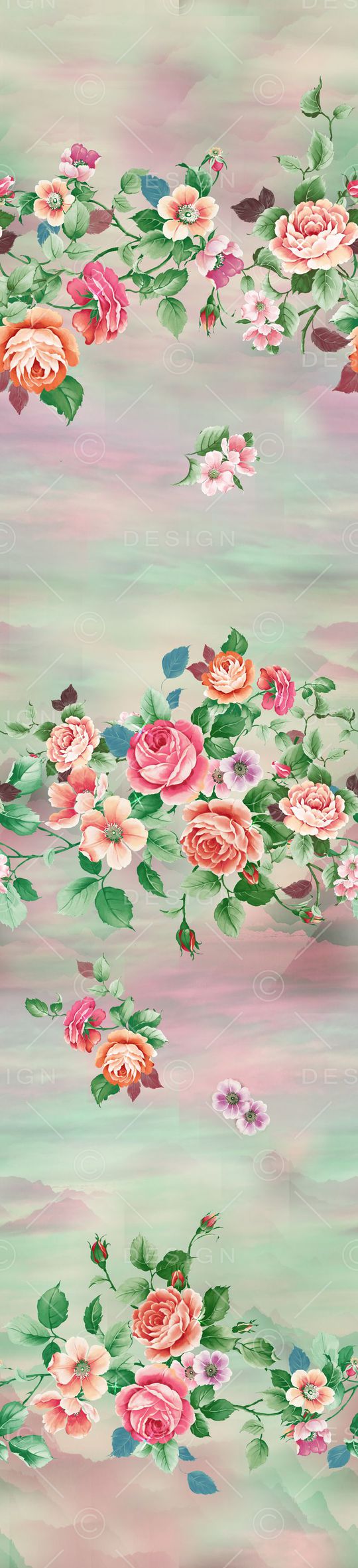 手绘花卉印花华亿平台图片