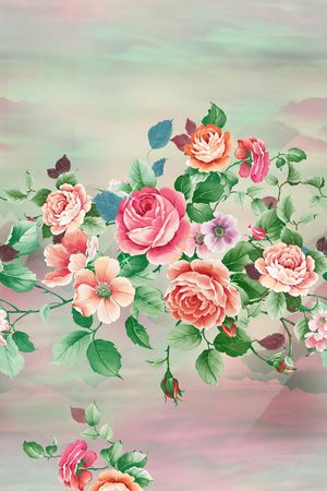 手绘花卉印花华亿平台图片