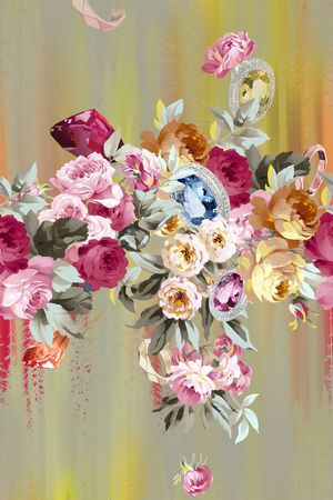 电脑手绘花卉印花华亿平台图片