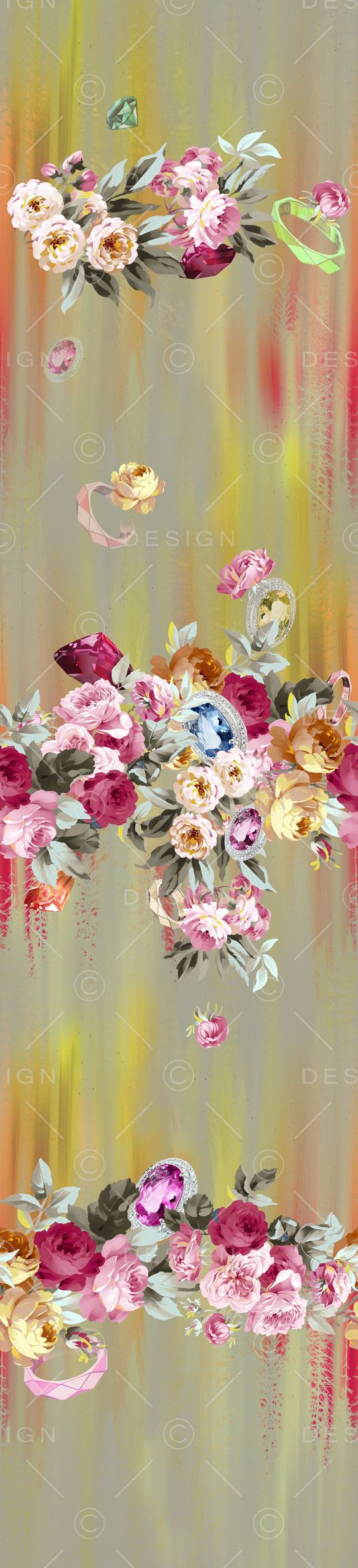 电脑手绘花卉印花华亿平台图片