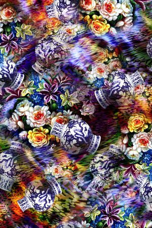 绚丽花卉印花华亿平台图片