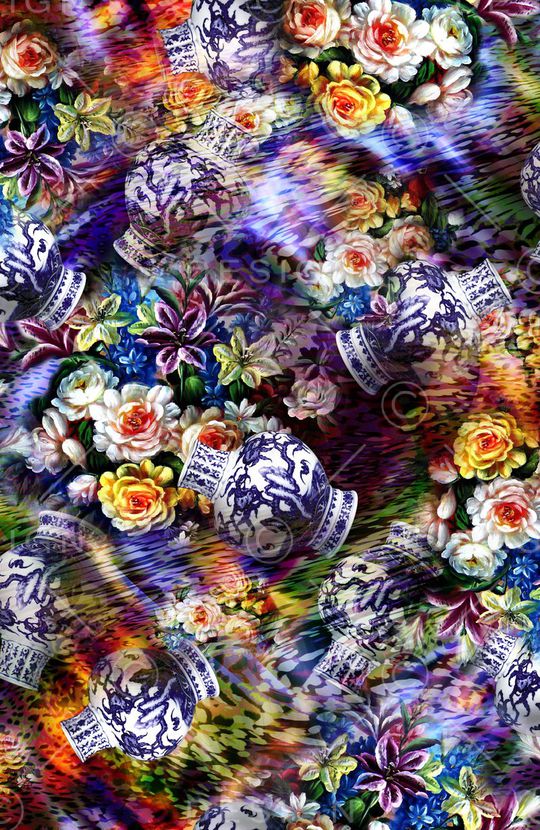 绚丽花卉印花华亿平台图片