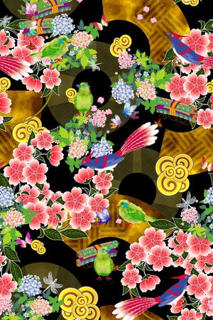 日本风情印花华亿平台图片