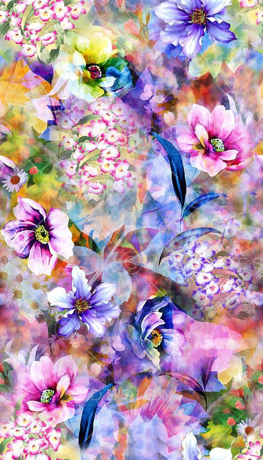 水彩手绘花卉印花华亿平台图片