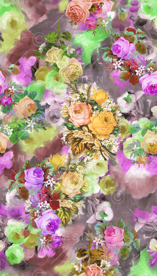 朦胧花卉印花华亿平台图片