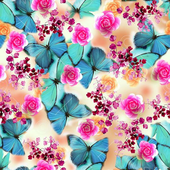 蝴蝶印花华亿平台图片