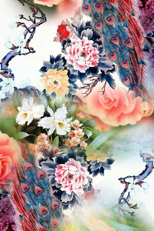 孔雀印花华亿平台图片