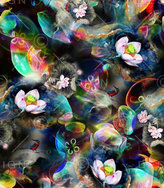 水母 花卉 海洋 生物 花朵 服装 数码 印花华亿平台图片