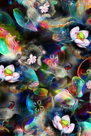 水母 花卉 海洋 生物 花朵 服装 数码 印花华亿平台图片