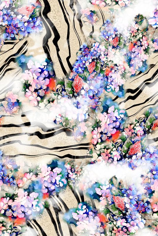 水彩 水墨 花卉 花朵 动物纹 斑马纹 小花印花华亿平台图片