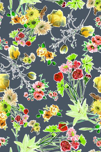 236811-深底黑底水彩水墨效果花卉花朵