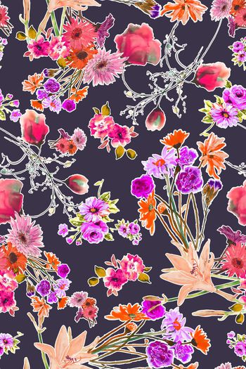 236812-深底黑底水彩水墨效果花卉花朵