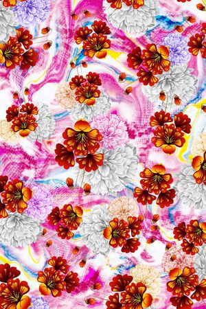 花朵 花卉 小花 灰底 印花华亿平台图片