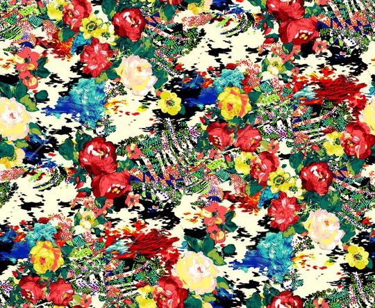 斑点 乱花 花卉 花朵 满底 鲜艳 艳丽 碎花 小花印花华亿平台图片