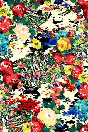 斑点 乱花 花卉 花朵 满底 鲜艳 艳丽 碎花 小花印花华亿平台图片