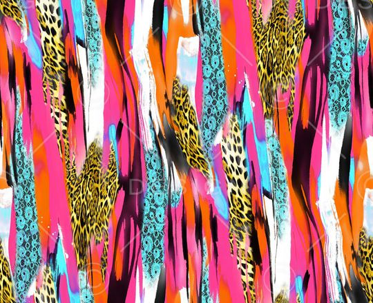 豹纹 蕾丝 竖条 玫红 动物纹 服装印花华亿平台图片