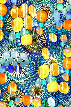 圆形 数码 橙色 蓝色 几何 风车印花华亿平台图片