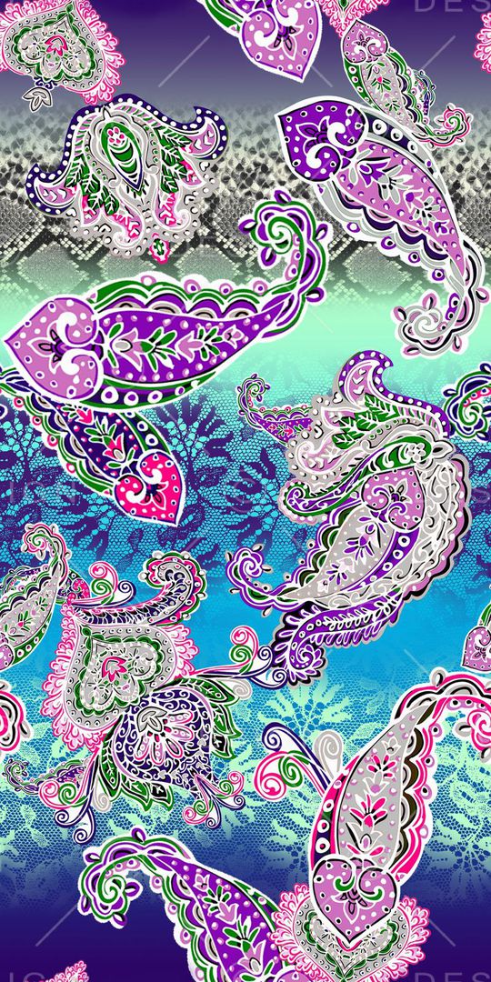 腰果花 琵琶 民族风 服装印花华亿平台图片