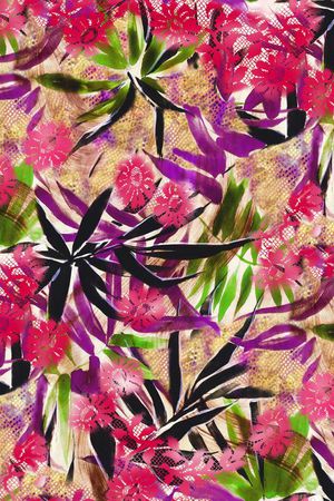 黑叶 红花 树叶 花卉 花朵 服装 印花华亿平台图片