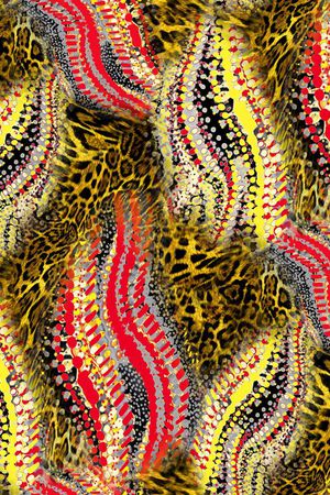 虎纹 动物纹 珊瑚 圆圈 几何 红色 黄色 豹纹印花华亿平台图片