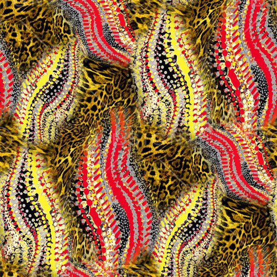 虎纹 动物纹 珊瑚 圆圈 几何 红色 黄色 豹纹印花华亿平台图片