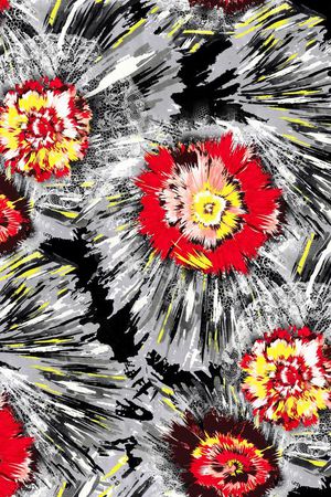 数码 鹿纹  花朵 花卉 灰色印花华亿平台图片