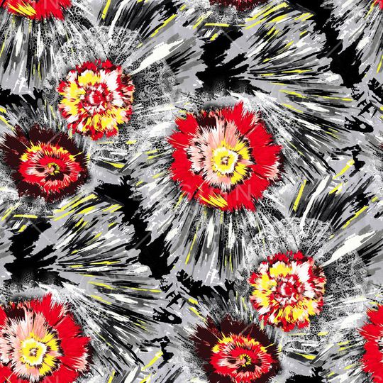 数码 鹿纹  花朵 花卉 灰色印花华亿平台图片