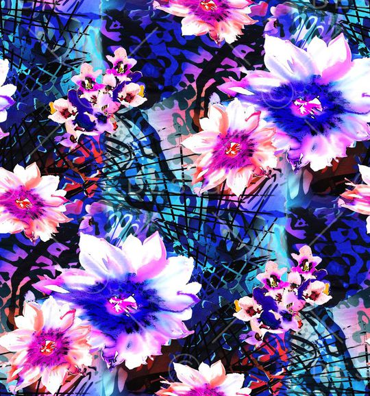 数码 深蓝 粉红 花卉 花朵 大花 小花印花华亿平台图片