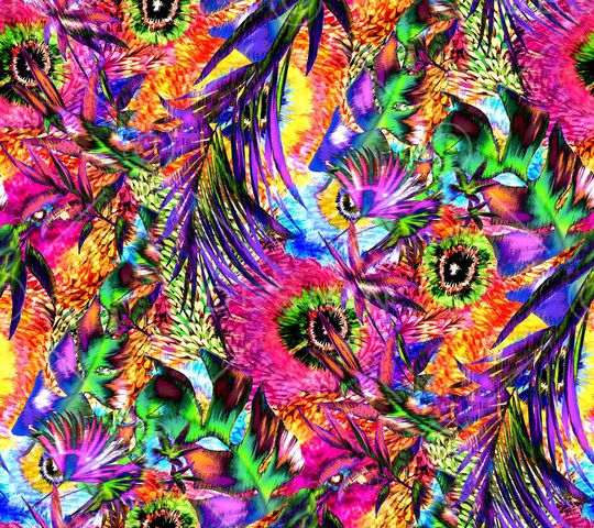 树叶 圆盘花 花卉 花朵 艳丽 亮丽 绚丽 七彩印花华亿平台图片