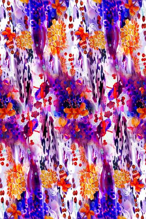 数码 双边 定位花 花卉 花朵 紫色 玫红印花华亿平台图片