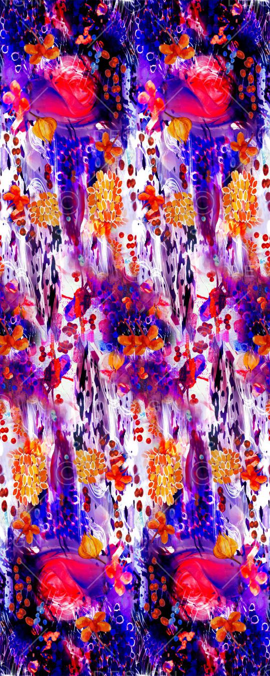 数码 双边 定位花 花卉 花朵 紫色 玫红印花华亿平台图片