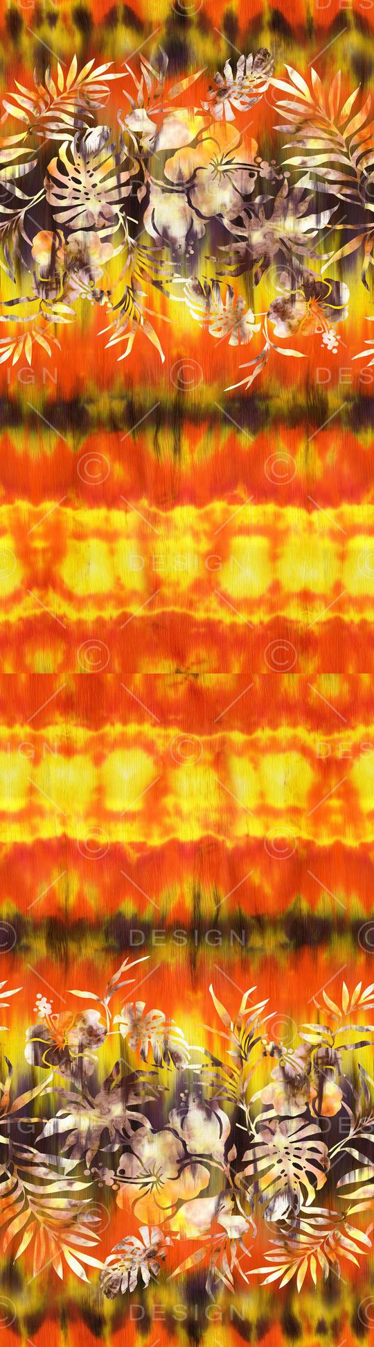 热带 花卉 花朵 橙色 橘红色 斑驳 抽象 树叶印花华亿平台图片
