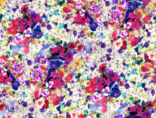 线条 底纹 乱花 碎花 花卉 花朵 树叶印花华亿平台图片