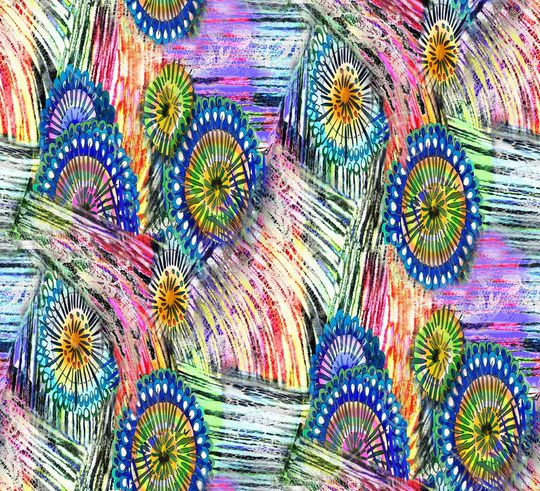 数码 线条 圆圈 彩色 几何印花华亿平台图片