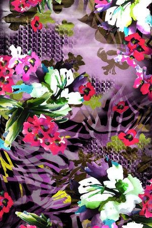 手绘花卉印花华亿平台图片