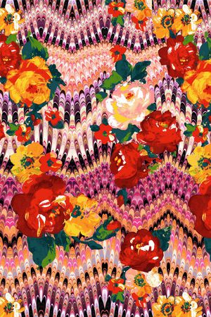 花卉 彩色 花朵 梦幻 数码印花华亿平台图片