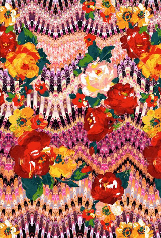 花卉 彩色 花朵 梦幻 数码印花华亿平台图片