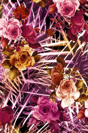 数码 彩色 线条 花卉 花朵 印花华亿平台图片