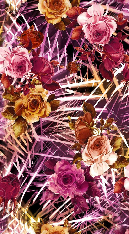 数码 彩色 线条 花卉 花朵 印花华亿平台图片